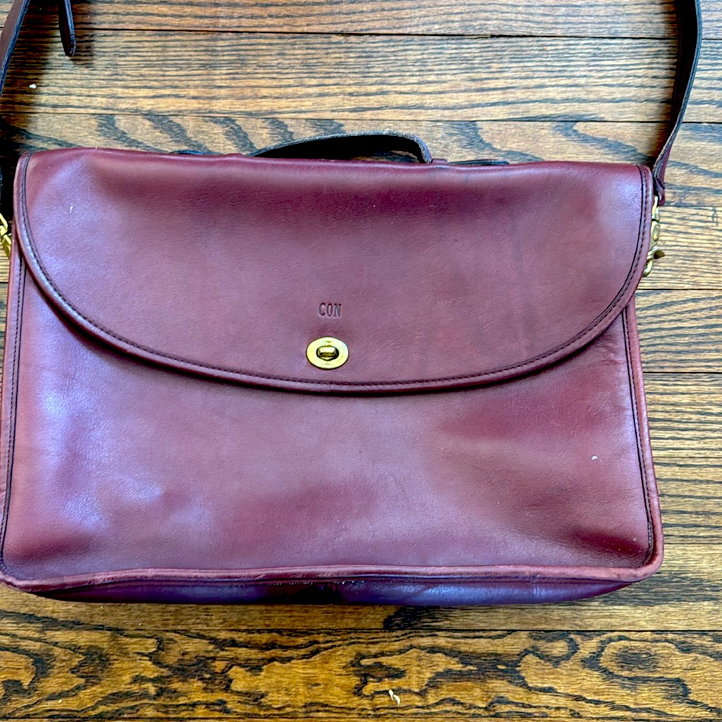 Coach No 035 4101 Vintage Cross Body Briefcase Wine Color